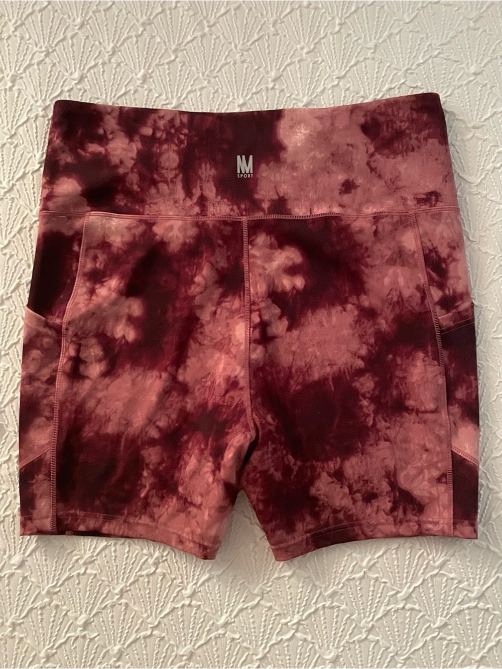 Nicole MillerSport Women's Burgundy & Pink Tie-Dye Bike Shorts Workout s 3X NWOT